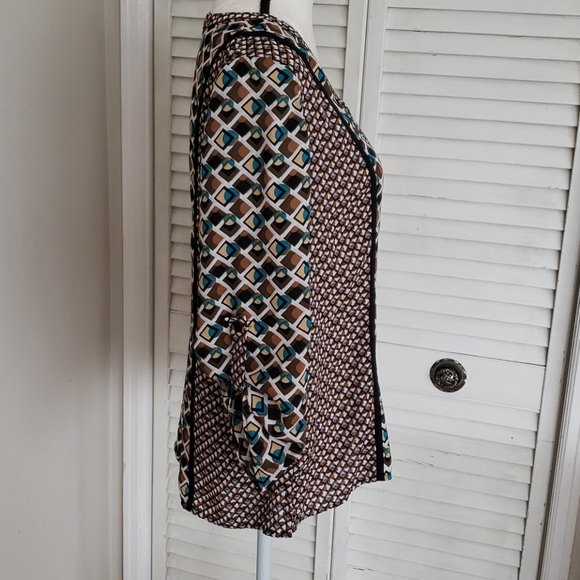 Geometric Multi-color & Design Tunic Blouse, Large - Picture 4 of 8
